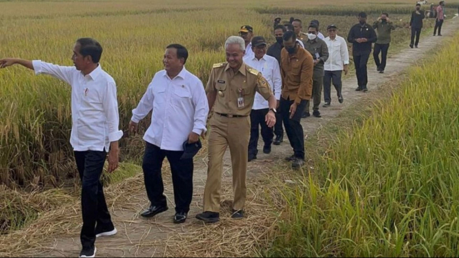 Jokowi bersama Ganjar dan Prabowo di Kebumen