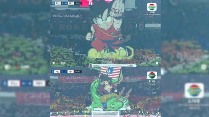 Koreo Goku dan Gohan di pertandingan Persija vs Persebaya