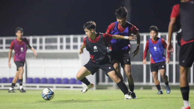 Skuad Timnas Indonesia U-17 menggelar latihan