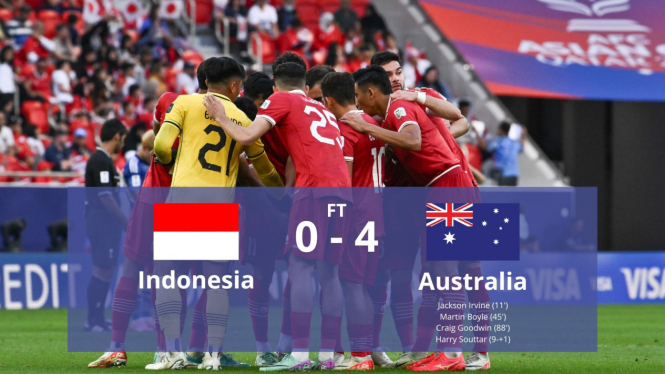 Skor akhir Timnas Indonesia vs Australia, 0-4