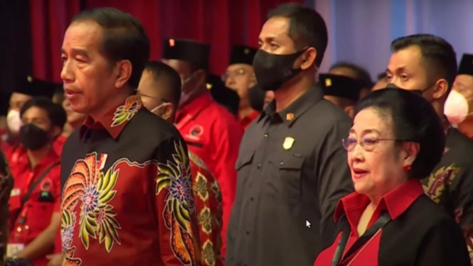 Presiden Jokowi dan Megawati Sukarnoputri di acara HUT PDIP ke-50.