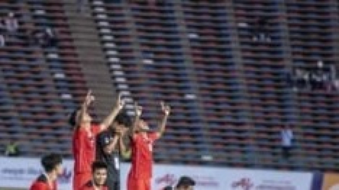 Selebrasi kemenangan Timnas Indonesia U-22