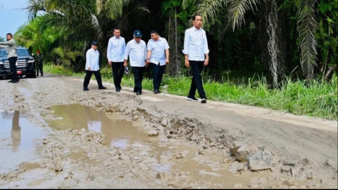 Rombongan Presiden Jokowi Tinjau Jalan Rusak di Labura