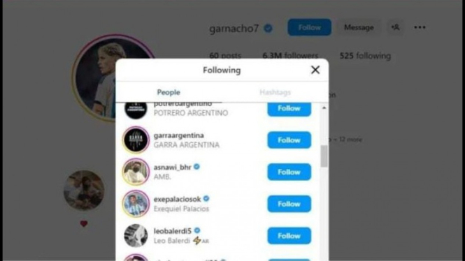 Akun IG Alejandro Garnacho jadi Follower Asnawi