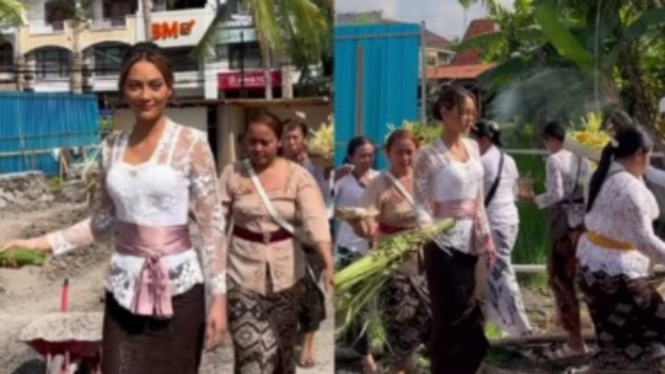 Bikin terharu Netizen, Erika Karlina lakukan Upacara Ngeruak Bali