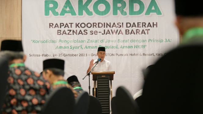 Pj Gubernur Jabar, Bey Machmudin di Rakorda BAZNAS Jabar - Cianjur