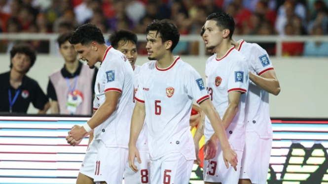 Pemain Timnas Indonesia merayakan gol ke Gawang Vietnam