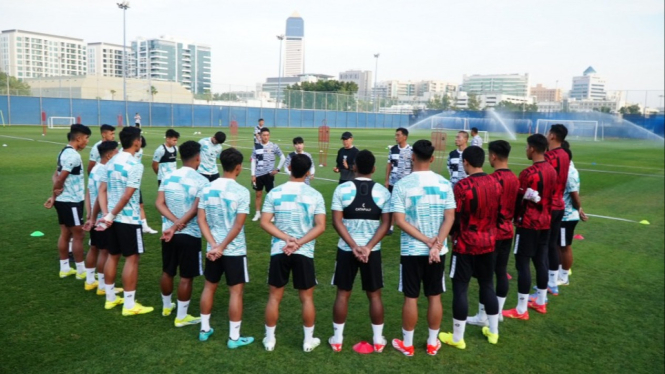 Latihan Timnas U-23 Indonesia di Dubai.