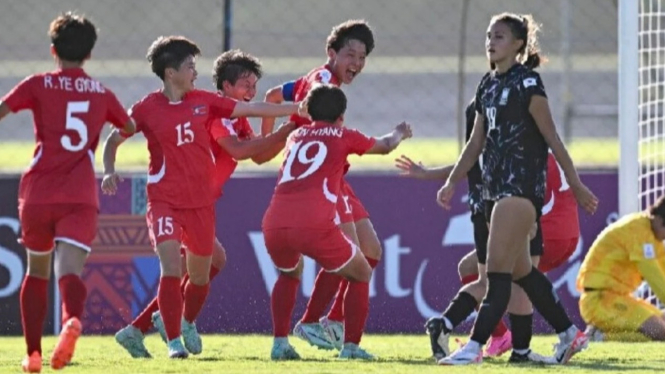 Selebrasi Pemain Timnas Korea Utara di Piala Asia U-17 Putri 2024