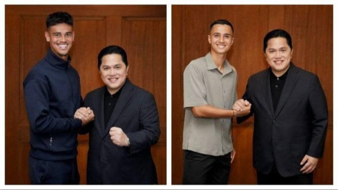 Erick Thohir Jabat Tangan dengan Pemain Naturalisasi