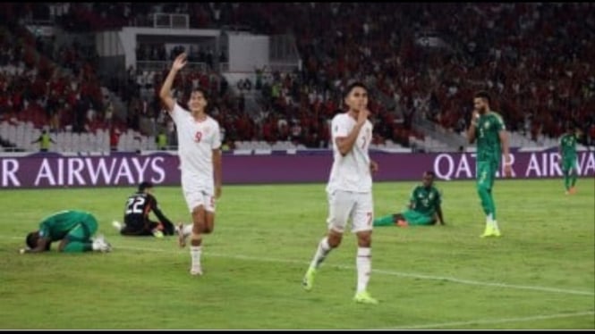 Marselino Ferdinan Selebrasi Usai Cetak Gol ke Gawang Arab Saudi