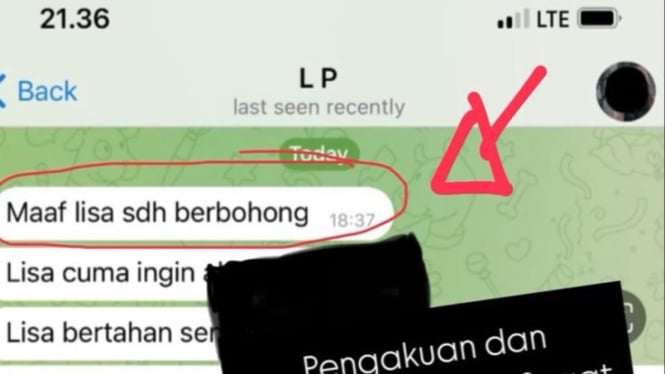Bukti Chat Lisa Mariana telah berbohong