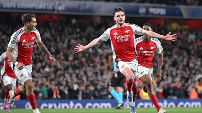 Declan Rice saat merayakan gol