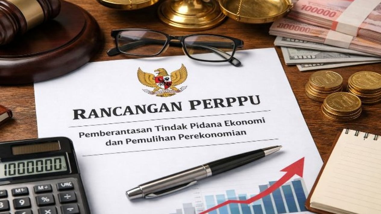Ilustrasi rancangan RPerppu tentang pemberantasan tindak pidana ekonomi yang memicu sorotan publik. (Sumber foto: AI/istimewa)