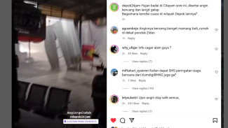 Hujan Deras dan Angin Kencang di Citayam Depok, Warga Lantunkan Azan