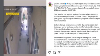 Santainya Pencuri Sepatu Bermerek saat Beraksi di Kos-kosan di Rawamangun