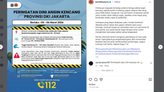 Peringatan Dini Angin Kencang di Jakarta Jumat Hari Ini, BPBD Beri Imbauan