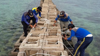 Pasukan Biru Tuntaskan Perbaikan Tanggul Pemecah Ombak di Kepulauan Seribu