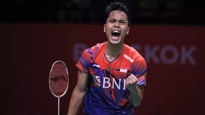 Pebulu tangkis tunggal putra Indonesia Anthony Sinisuka Ginting
