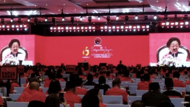 Ketua Umum PDIP Megawati Soekarnoputri saat Kongres PDIP di Bali.
