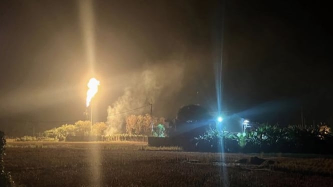 Situasi saat kebocoran pipa gas Pertamina EP hingga meledak di Subang.