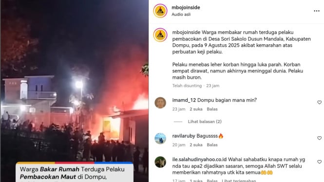 Massa Bakar Rumah Pelaku Pembacokan