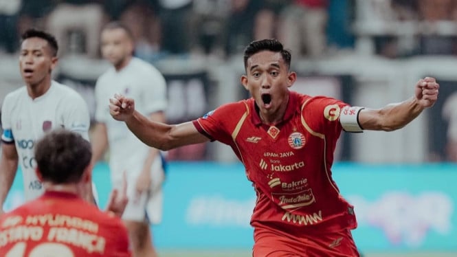 Rizky Ridho usai cetak gol untuk Persija Jakarta