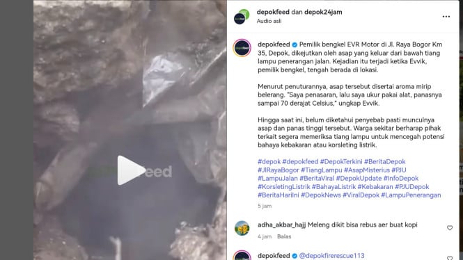 Asap Keluar Dari Tanah di Depok