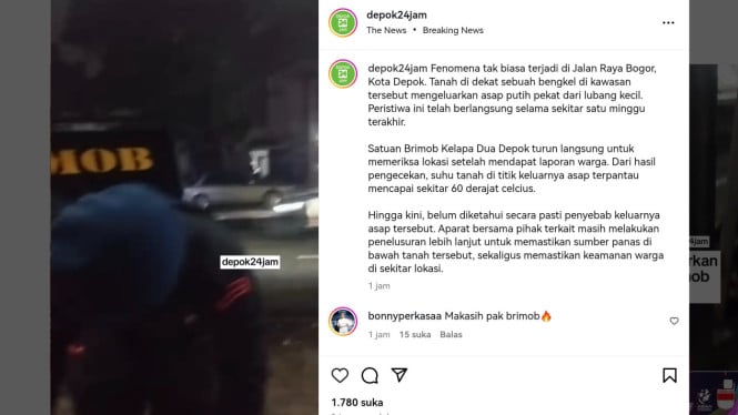 Brimob Cek Asap Keluar Dari Dalam Tanah di Depok