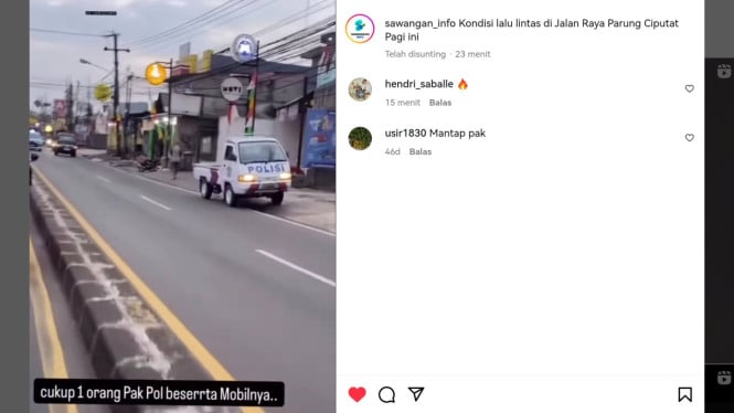 Ada Mobil Polisi Pelawan Arah Jalan Raya Parung Ciputat Hilang