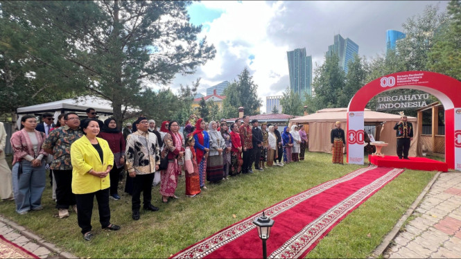Delegasi Perpusnas upacara HUT RI di Kedubes RI untuk Kazakhstan