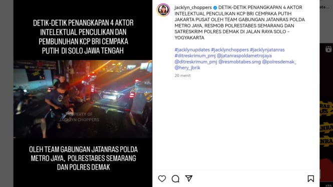 Penangkapan Aktor Intelektual Pembunuhan Kacab BRI Cempaka Putih