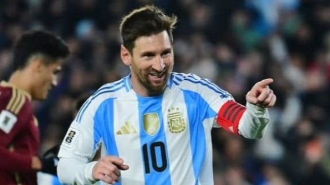 Penyerang Timnas Argentina Lionel Messi.