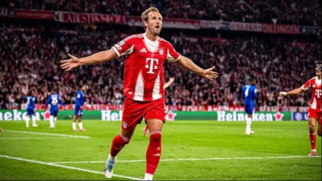 Harry Kane saat pertandingn Bayern Munich melawan Chelsea
