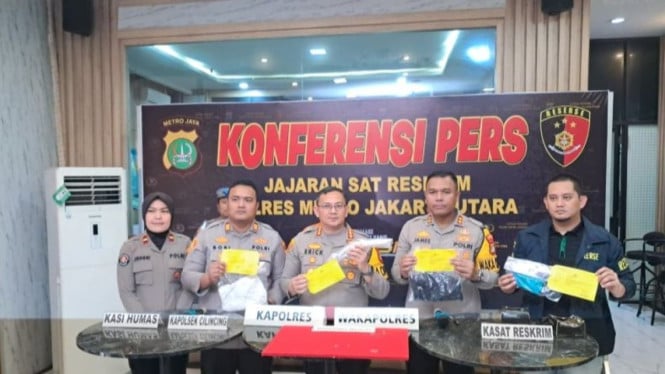 Polres Jakarta Utara gelar konferensi pers kasus pembunuhan.