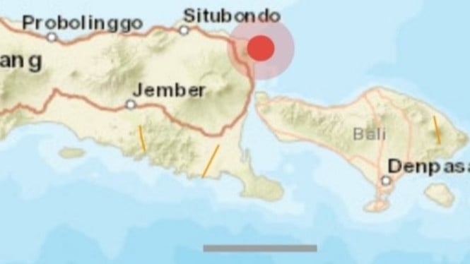 Tangkapan layar - Gempa bumi terjadi di Laut Bali.
