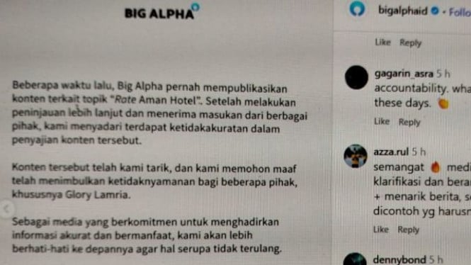 Permintaan maaf Big Alpha.