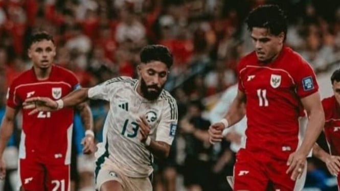 Pemain Timnas saat laga vs Arab Saudi.