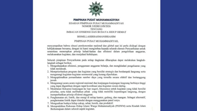 Edaran Muhammadiyah untuk Efisiensi dan Hidup Hemat
