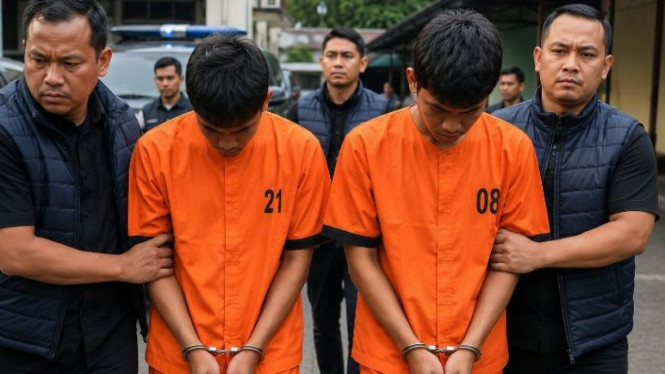 Ilustrasi kawanan pelaku curanmor ditangkap polisi.