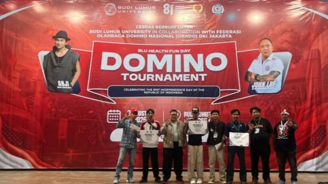 Turnamen domino berstandar resmi Olahraga Domino (ORADO) di Universitas Budi Luhur, Jaksel.