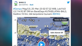 Gempa Terjadi di Bali, Tidak Berpotensi Tsunami