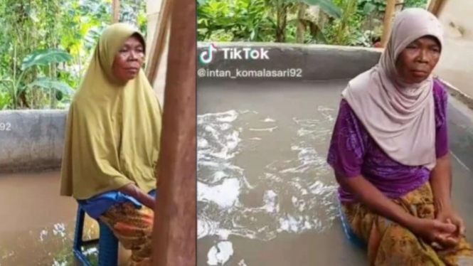 Aksi emak-emak mandi lumpur dan live di TikTok
