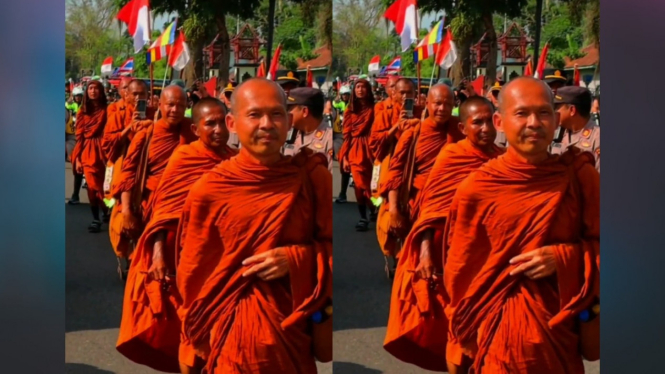 32 Biksu Thudong tiba di Magelang
