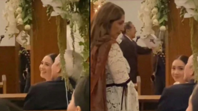 Nagita Slavina hadiri acara pernikahan di Gereja