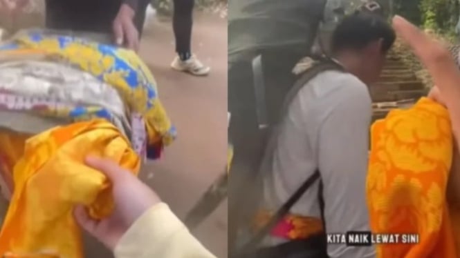 Tangkapan layar video viral sewa kain jarik di Gunung Lawu