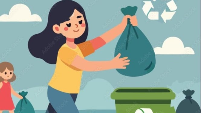 Ilustrasi Membuang Sampah Daur Ulang