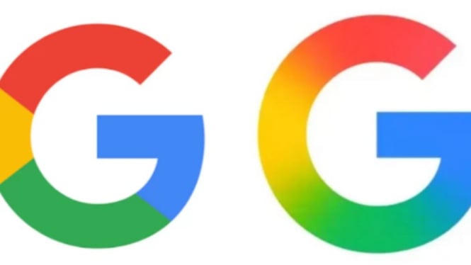 logo lama Google(kiri) dan logo baru Google (kanan)