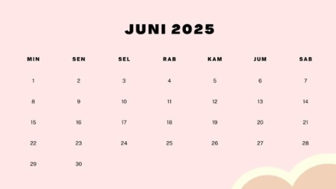 ilustrasi kalender bulan Juni 2025