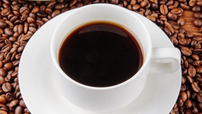 Ilustrasi kopi, kopi, minuman kopi, biji kopi.